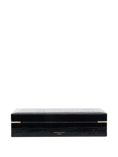 Shop Aspinal Of London Crocodile-effect Watch Box In Black