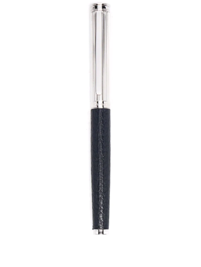 Aspinal Of London Crocodile-effect Rollerball Pen In Blue