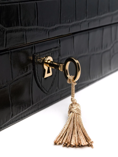 Aspinal Of London Crocodile-effect Watch Box In Black