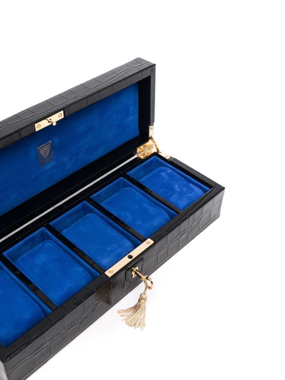 Shop Aspinal Of London Crocodile-effect Watch Box In Black