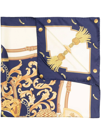 Shop Aspinal Of London Aspinal Signature Silk Scarf In Blue