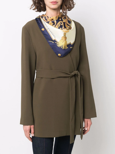 Aspinal Of London Aspinal Signature Silk Scarf In Blue