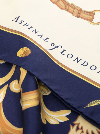 Shop Aspinal Of London Aspinal Signature Silk Scarf In Blue