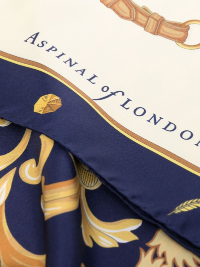 Aspinal Of London Aspinal Signature Silk Scarf In Blue