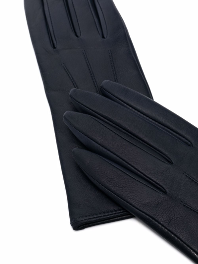 Shop Aspinal Of London Leather Driving Gloves In Blue