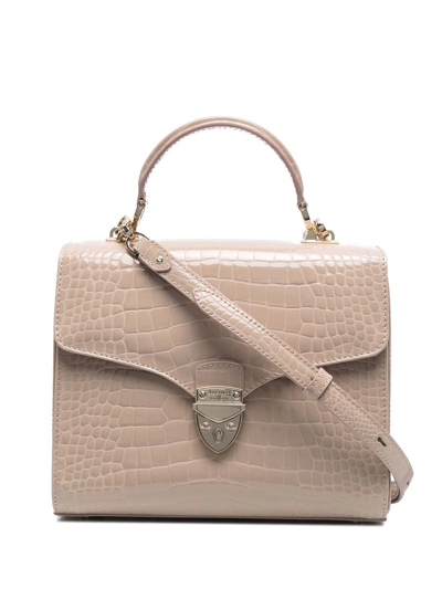 Shop Aspinal Of London Mayfair Crocodile-effect Tote Bag In Neutrals