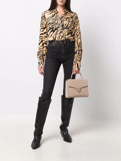 Aspinal Of London Mayfair Crocodile-effect Tote Bag In Neutrals