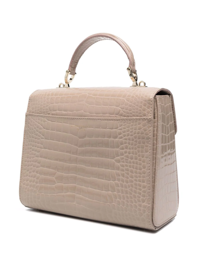 Shop Aspinal Of London Mayfair Crocodile-effect Tote Bag In Neutrals