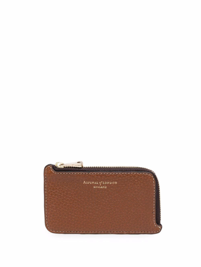 Shop Aspinal Of London Small Pebbled-effect Wallet In Brown