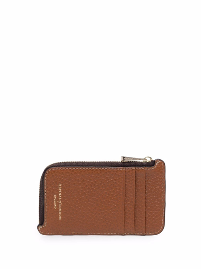 Shop Aspinal Of London Small Pebbled-effect Wallet In Brown