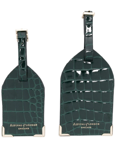 Shop Aspinal Of London Set Of 2 Luggage Tags In Green