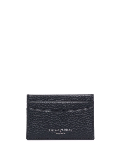 Shop Aspinal Of London Grain Leather Card Holder In Blue