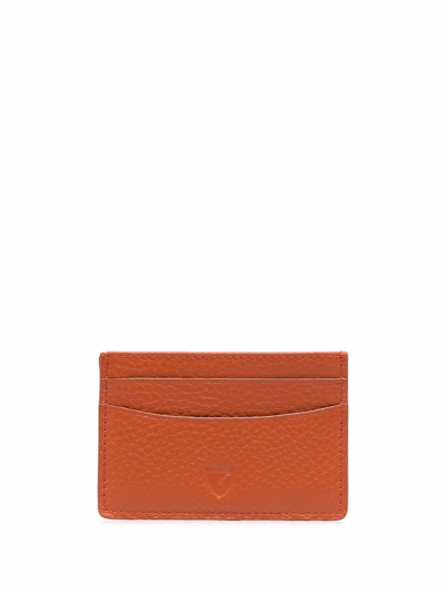 Shop Aspinal Of London Grained Leather Cardholder In Orange