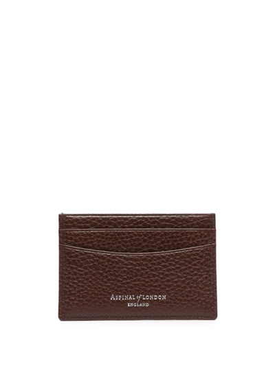 Shop Aspinal Of London Grained Leather Cardholder In Brown