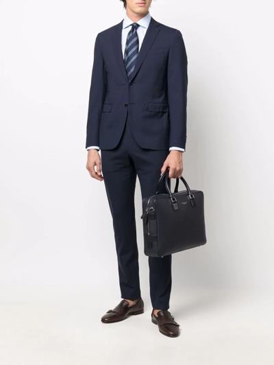 Aspinal Of London Mount Street Grained Briefcase In Blue