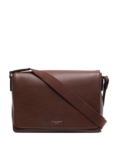 Shop Aspinal Of London Reporter Leather Messenger Bag In Brown