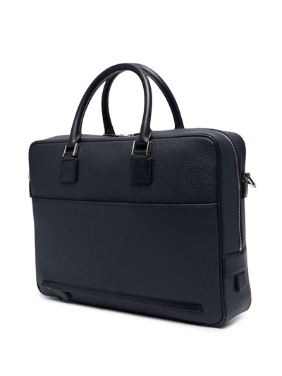 Shop Aspinal Of London Mount Street Grained Briefcase In Blue