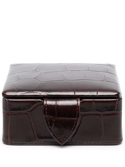 Shop Aspinal Of London Crocodile-effect Leather Box In Brown