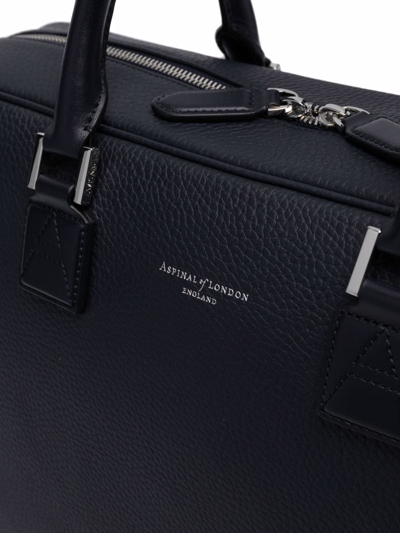 Shop Aspinal Of London Mount Street Grained Briefcase In Blue