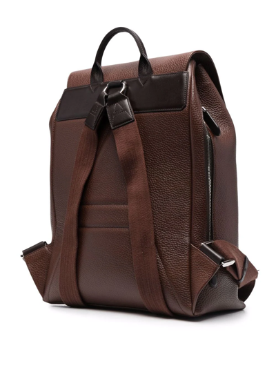 Shop Aspinal Of London Reporter Grained-effect Backpack In Brown