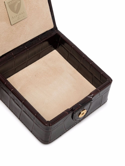 Shop Aspinal Of London Crocodile-effect Leather Box In Brown