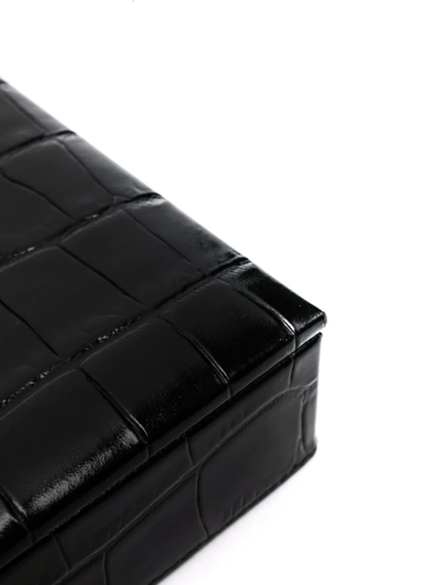Shop Aspinal Of London Crocodile-effect Leather Box In Black