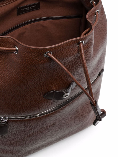 Shop Aspinal Of London Reporter Grained-effect Backpack In Brown
