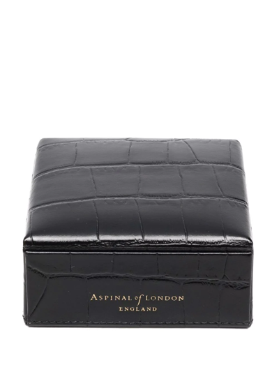 Shop Aspinal Of London Crocodile-effect Leather Box In Black