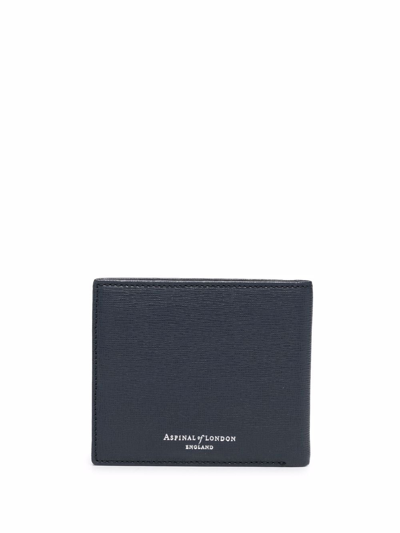 Shop Aspinal Of London Textured Bi-fold Wallet In Blue