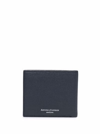 Aspinal Of London Textured Bi-fold Wallet In Blue