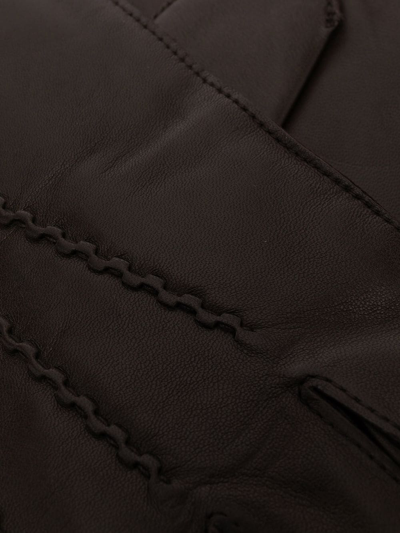 Shop Aspinal Of London Stitched Detail Gloves In Brown
