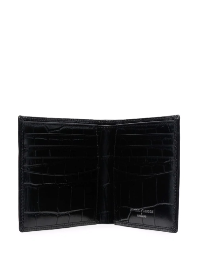 Shop Aspinal Of London Croc-effect Bi-fold Wallet In Black