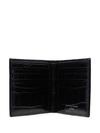 Aspinal Of London Croc-effect Bi-fold Wallet In Black