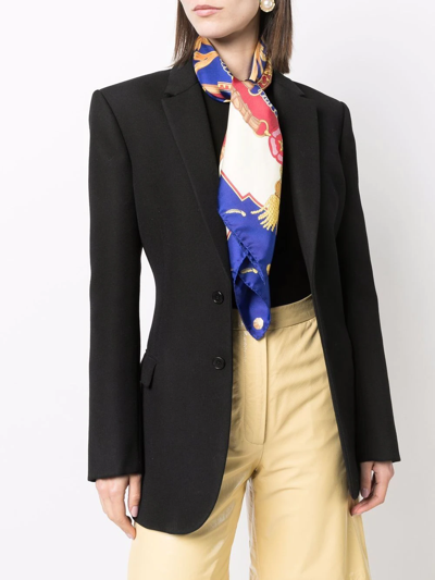 Aspinal Of London Baroque-pattern Print Scarf In Blue