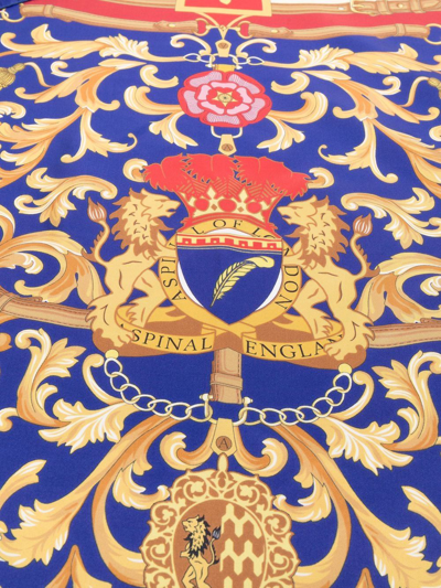 Aspinal Of London Baroque-pattern Print Scarf In Blue