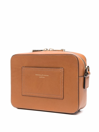 Aspinal Of London Contrast Stitching Crossbody Bag In Brown