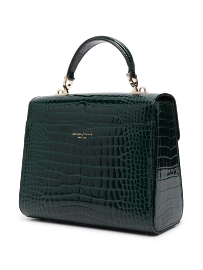 Shop Aspinal Of London Mayfair Crocodile-effect Tote In Green