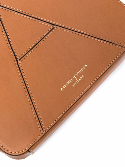 Aspinal Of London Contrast Stitching Crossbody Bag In Brown