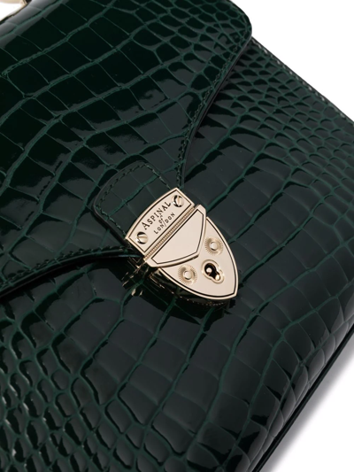 Shop Aspinal Of London Mayfair Crocodile-effect Tote In Green