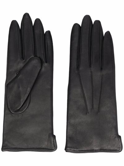 Shop Aspinal Of London Tonal Stitching Gloves In Black