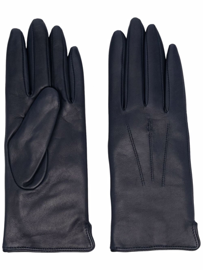Shop Aspinal Of London Slip-on Leather Gloves In Blue