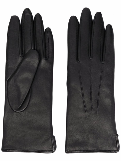 Shop Aspinal Of London Tonal Stitching Gloves In Black