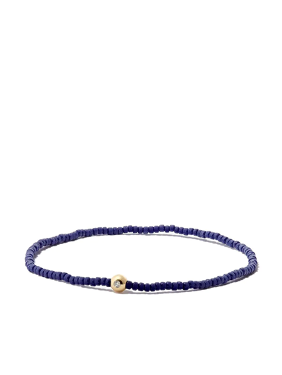 Shop Luis Morais 14kt Yellow Gold Diamond Beaded Bracelet In Blue