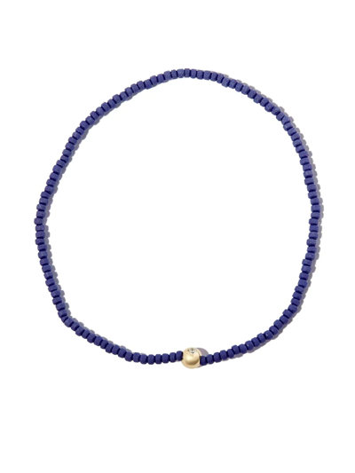 Shop Luis Morais 14kt Yellow Gold Diamond Beaded Bracelet In Blue