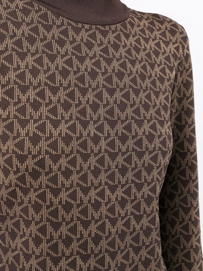 Shop Michael Michael Kors Monogram-print Dress In Brown