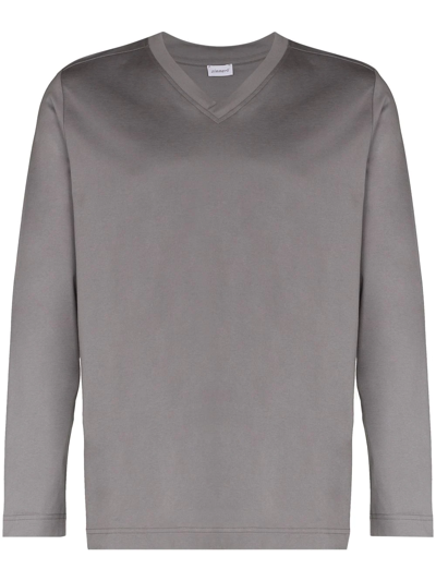 Zimmerli Long-sleeve Cotton T-shirt In Grey
