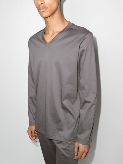 Zimmerli Long-sleeve Cotton T-shirt In Grey