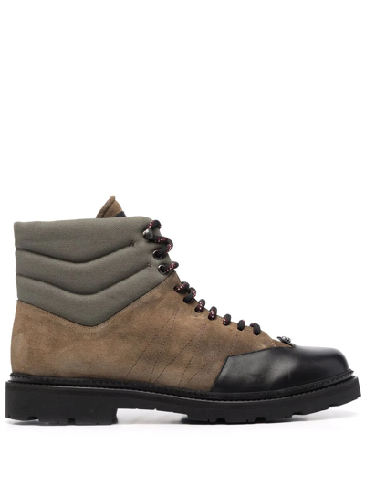 Shop Bally Colour-block Suede Boots In Green
