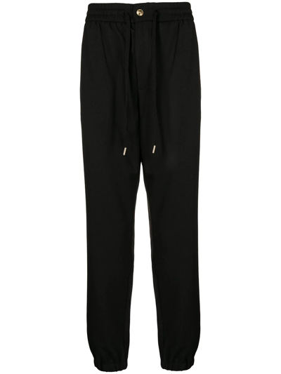 Shop Versace Jeans Couture Logo-patch Drawstring Track Pants In Black