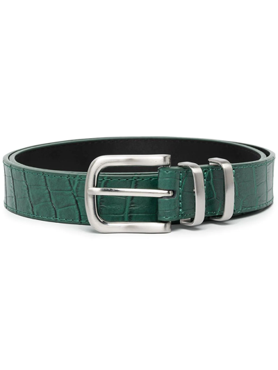 Gator Leather Dress Belt In Green